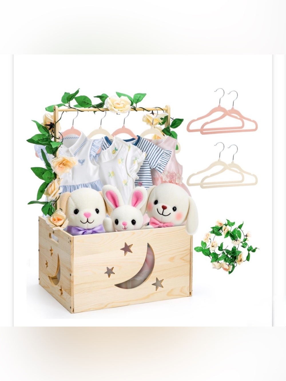 Jowgut Wooden Baby Shower Crate Closet, Large Capacity